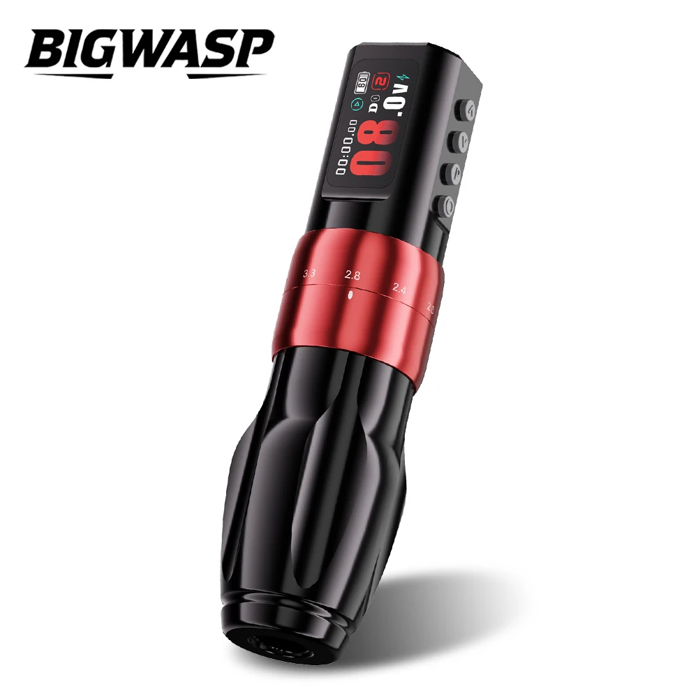 

BIGWASP Wireless Tattoo Machine 2.0-4.2mm Stroke Adjustable 2000mAh Battery Coreless Motor Pen Professional Wireless Tattoo Gun