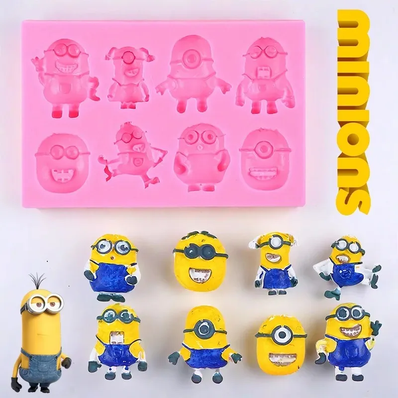 Minions Mold Cartoon Cake Baking DIY Mould Cute Silicone Cookie Candy Ice Cube Chocolate Kawaii Homemade Kitchen Tools Soft Mold