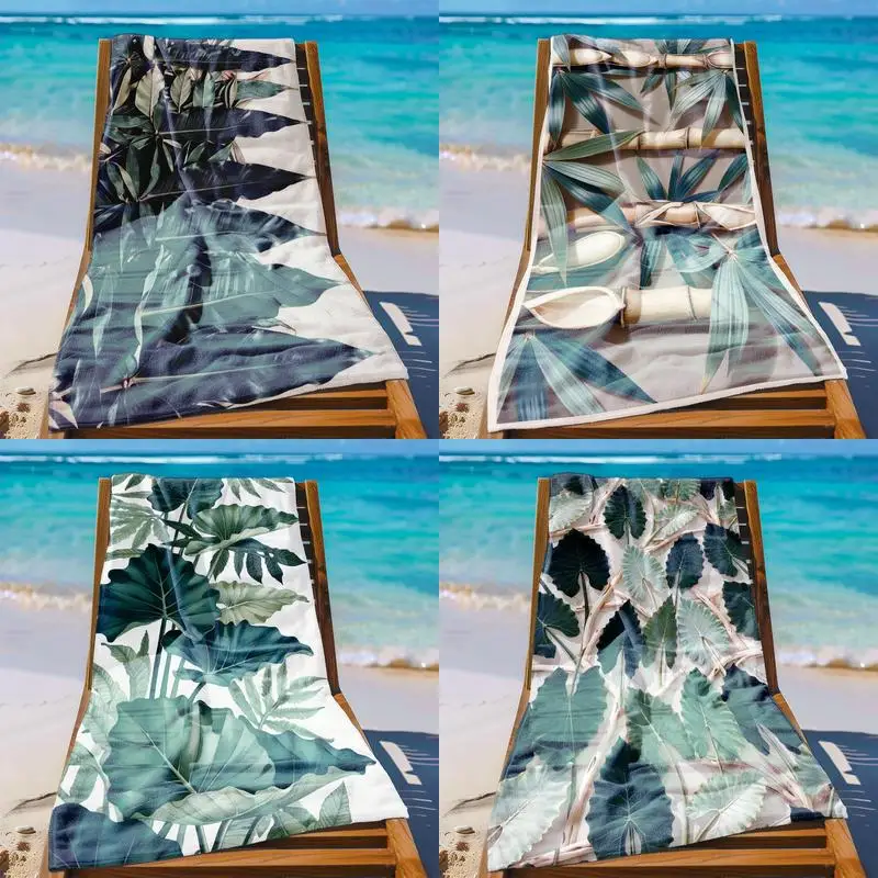 

Пляжное полотенце с узором в виде тропических листьев, защищающее от солнца и ветра, подходит для бассейна, кемпинга, путешествий, как одеяло.