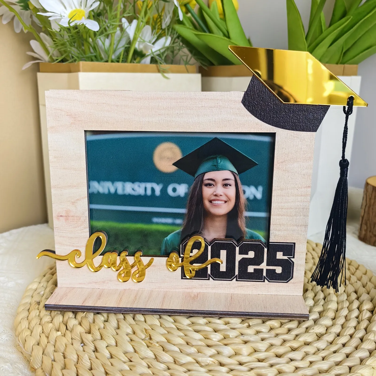 Three Dimensional 2025 Graduation Season Wooden Photo Frame Holiday Decoration Ornaments Graduation Season Gifts for friends