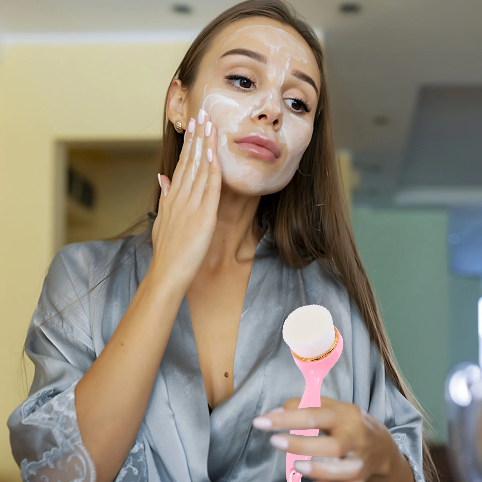 Manual Face Washing Brush for Women Pore Cleansing Exfoliator Removes Impurities Promotes Blood Circulation Skin Care Massage