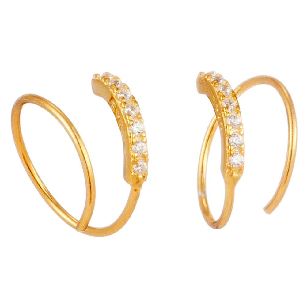 Spiral Double Hoop Earrings Stud for Women Gifts An Anniversary Swirl Fake Micro Setting