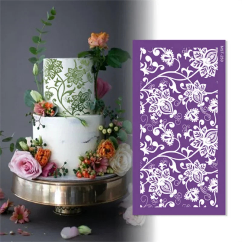 

Lace Cake Grid Printing Mold DIY Floral Diamond Mousse Fondant Chocolate Seal Cake Spray Pattern Mold Pastry Decoration Tool