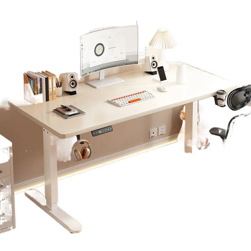 Solid wood intelligent lifting table details cold-rolled steel one-click e-sports office essential