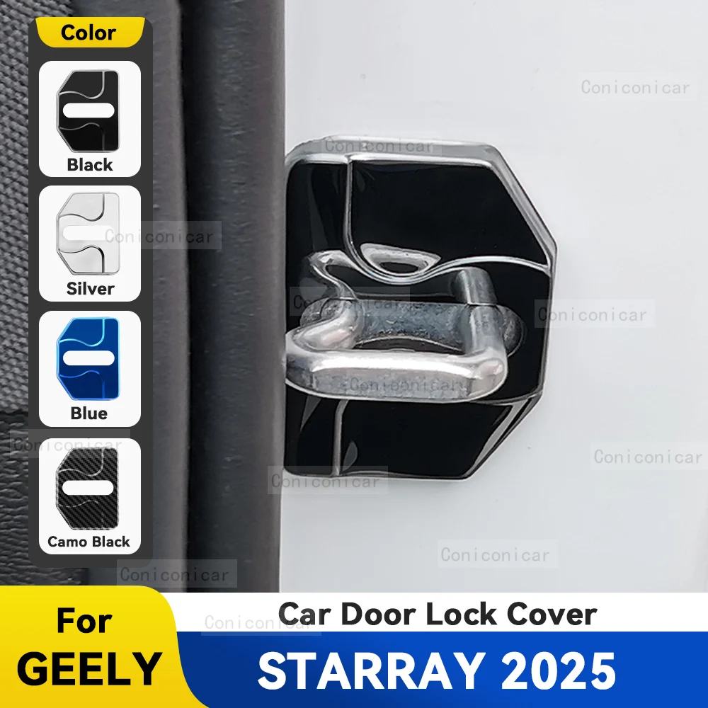 Car Door Lock Buckle Cover Anti-rust Cover Decoration Stainless Steel Protection Accessories For GEELY STARRAY 2024