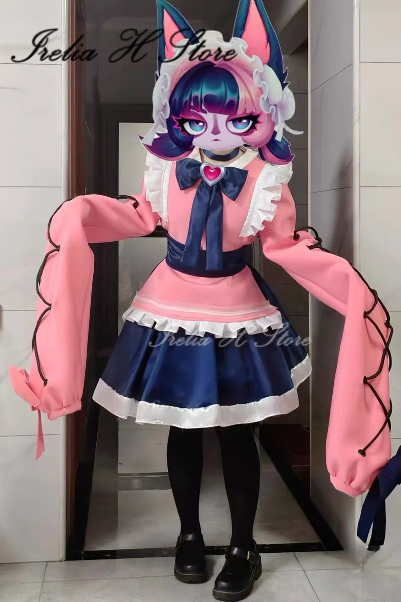 Ирелия Х Кофейная Душа Векс ‌   Костюм для косплея LOL The Gloomist Vex Cutie Cafe Maid Dress, изготовленный на заказ