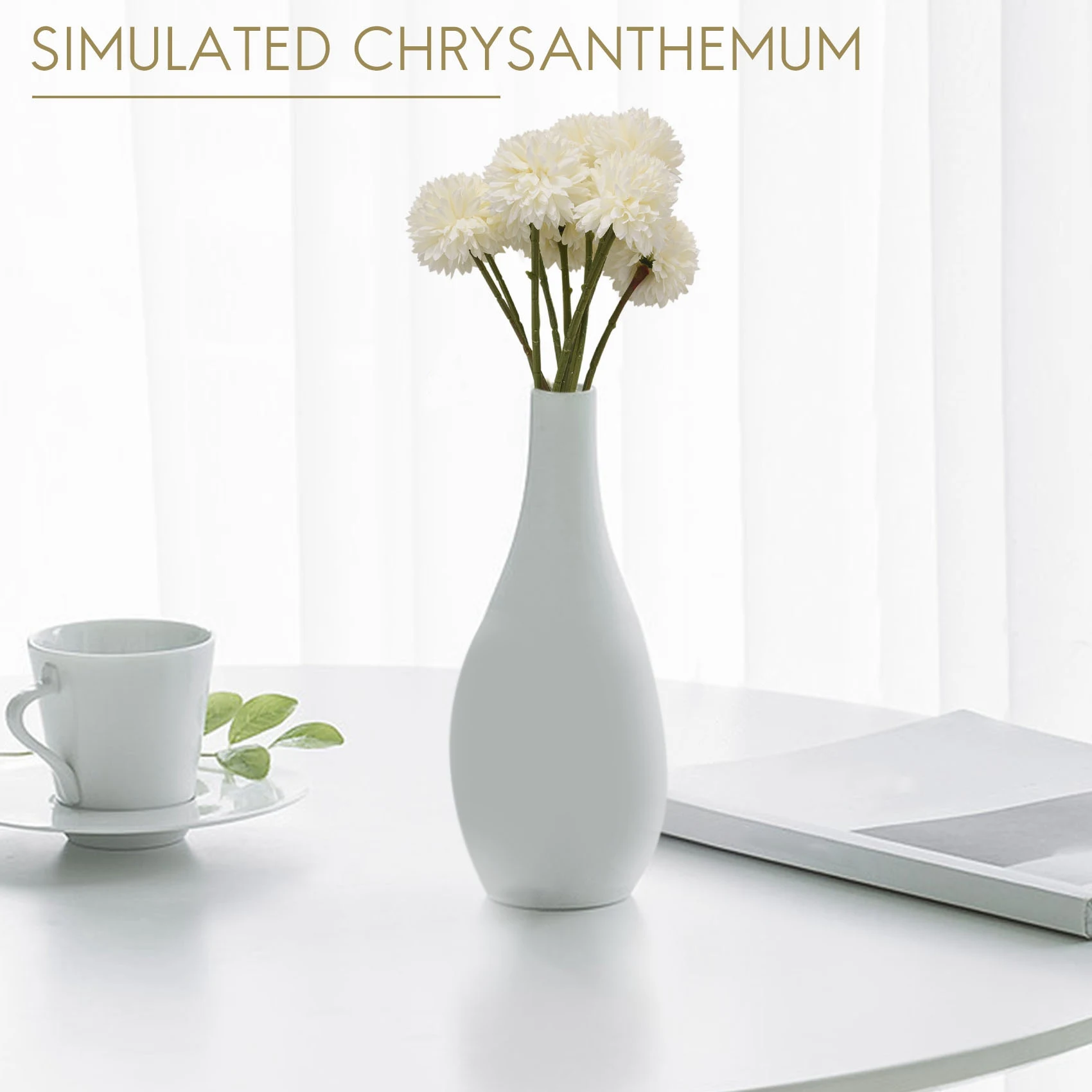 【HOT N07R】 Artificial Flowers Chrysanthemum Ball Flowers Bouquet 10Pcs Present for Important People Glorious Moral(White)