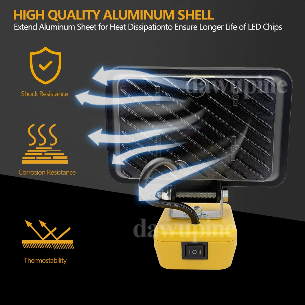 5 Inch LED Working Light Camping Lamp Spotlights Flashlight Torch for Dewalt 18V 20V Li-ion Battery DCB200 DCB180 USB Power Bank