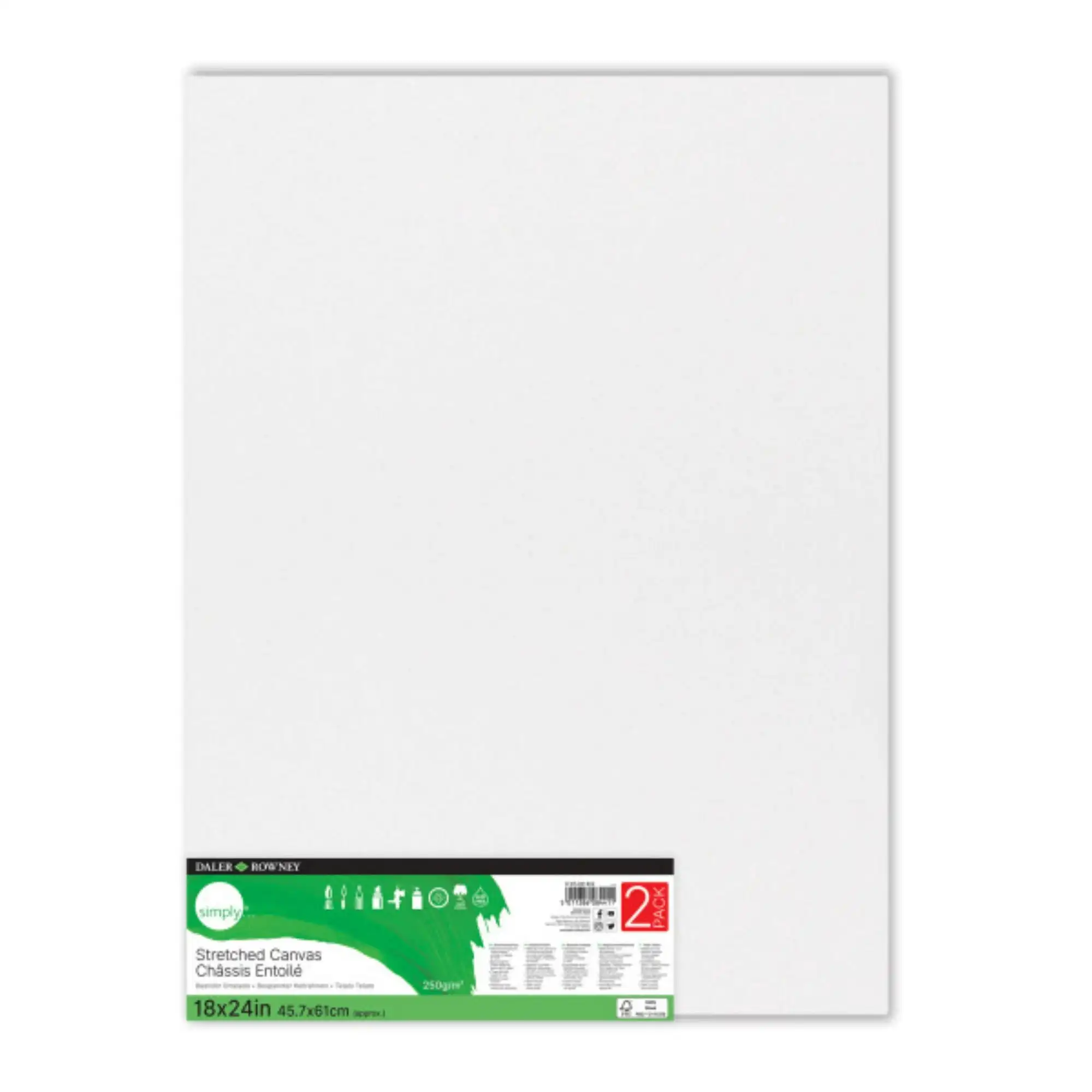 

Daler-Rowney Simply Canvas, White Stretched, 18x24 inch, 2 Piece - Teens, Students, Artists, Kids