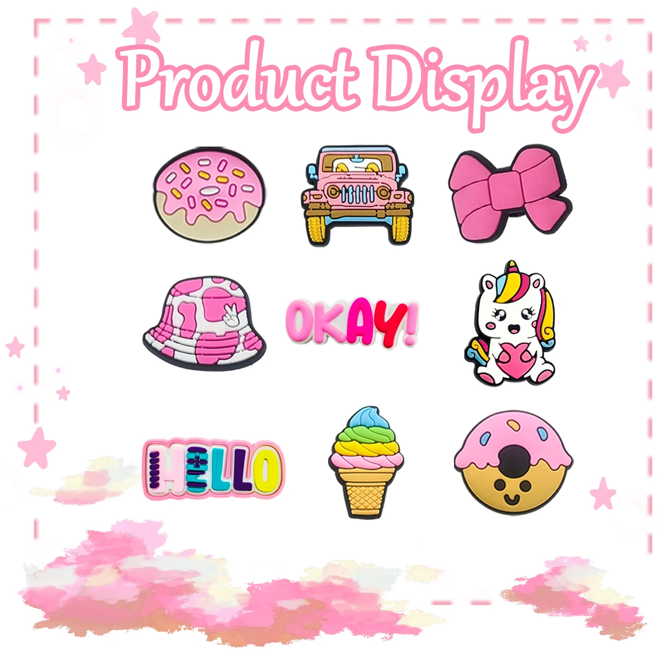 سحر الديكور الرياضي الوردي العشوائي سلسلة الكرتون ، صنادل تنفس ، شبشب ، قابلة للفصل ، بولي كلوريد الفينيل ، إكسسوارات ناعمة ، تصنعها بنفسك ، #4