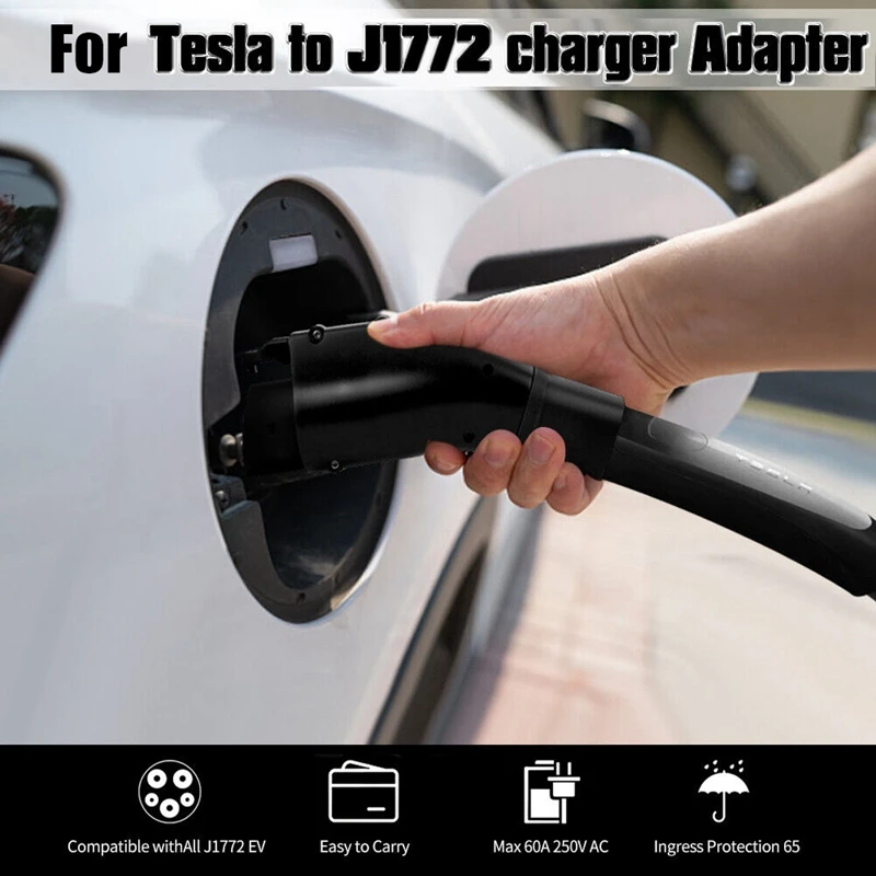 

For Tesla To J1772 Fast Charging Adapter Electric Vehicle Charger Max 60A & 250V, A