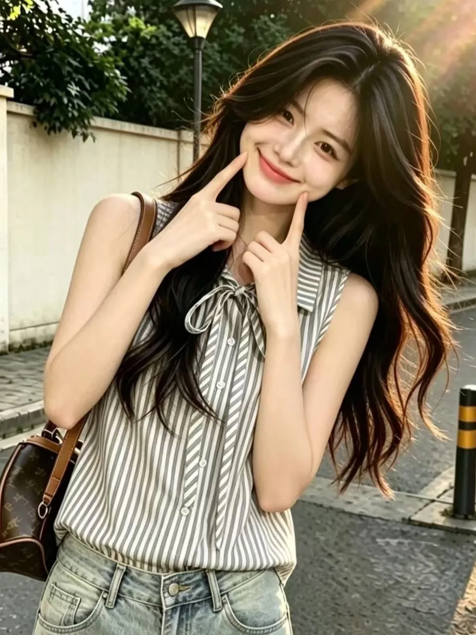 

Korean Style Knot Shirt Vest Women's High-End Commuting Sleeveless Shoulder Bared Top Summer Original Design Straig...