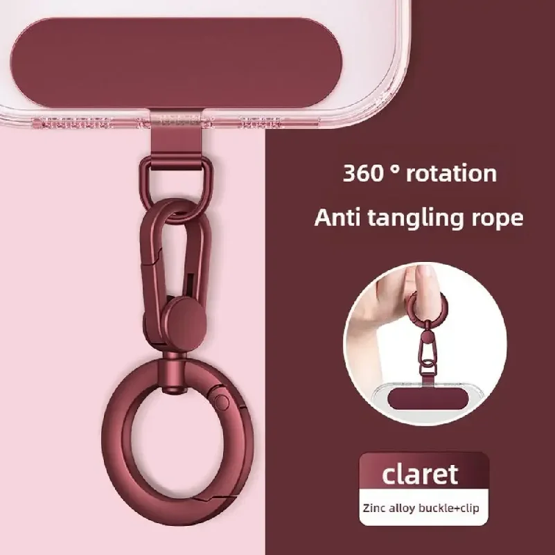 Metal Phone Lanyard Gasket Patch Rotatable Metal Buckle Hanging   Steel Clip Card Cord Tab Mobile Phone Accessories