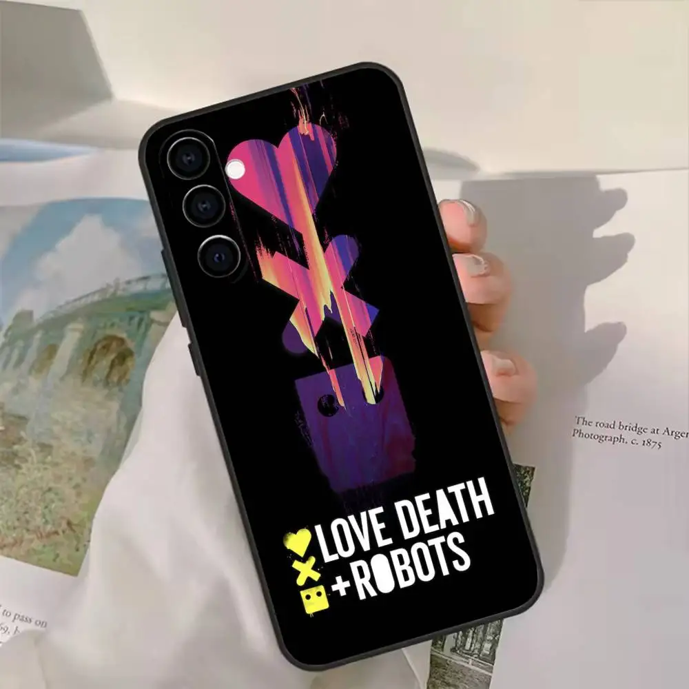 حافظة هاتف L-Love Robots d-DeathS لهاتف سامسونج جالاكسي A13,21s,22,31,32,52,53,71,72,73, غطاء أسود ناعم
