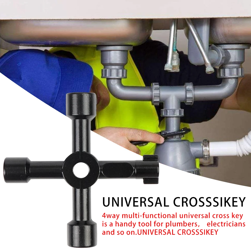 4 Way Cross Key Electrical Cabinet Key Utilities Key Triangle Wrench Plumber Keys for Faucet, Gas Meter, Valve, Spigots Opening