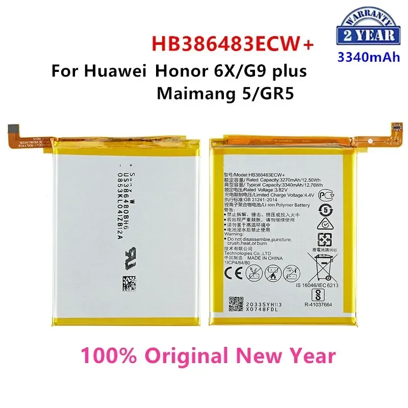 100% Orginal HB386483ECW+ 3340mAh Battery For Huawei Maimang 5 Honor 6X G9 plus GR5 2017 MLA-AL00/AL10 Batteries +Tools