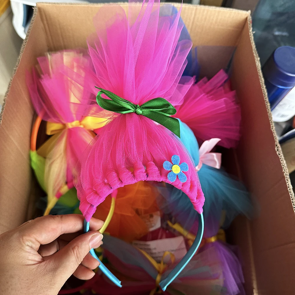 Accessoires de cheveux pour fête de princesse Poppy des Trolls, bandeaux personnalisés, accessoires de cosplay d'Halloween, couvre-chef, cadeau