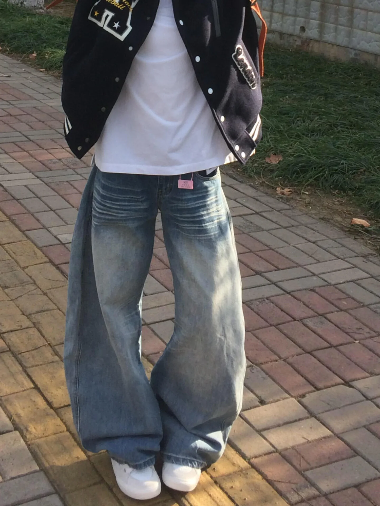 

Retro Washed Blue Jeans High Waist Slim Fit Wide Leg Women's Denim Pants Vintage Style Summer New Arrival Casual Wear