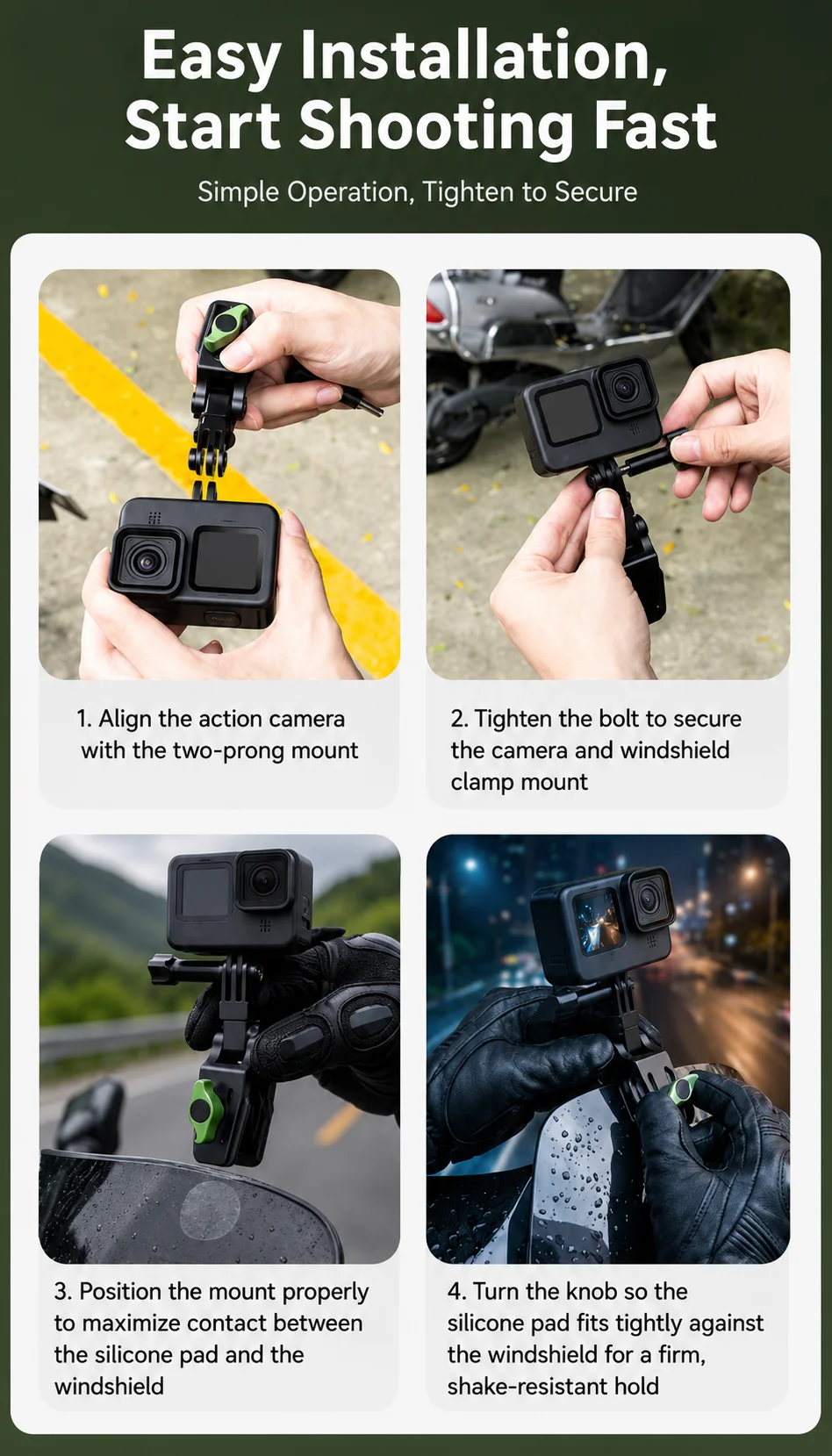 Aluminium-Windschutzscheiben-Clip-Halterung für DJI Osmo Nano/Action 6/5Pro/Pocket 3 4 GoPro/Insta360 X5/GO Ultra/X4 Air Zubehör – Detail 13