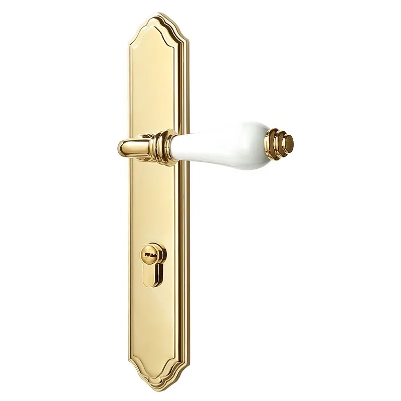 BAGB Golden Little Angel Door Lock, French, European Light Luxury, Double Door Silent Magnetic Lock, Bedroom Ceramic