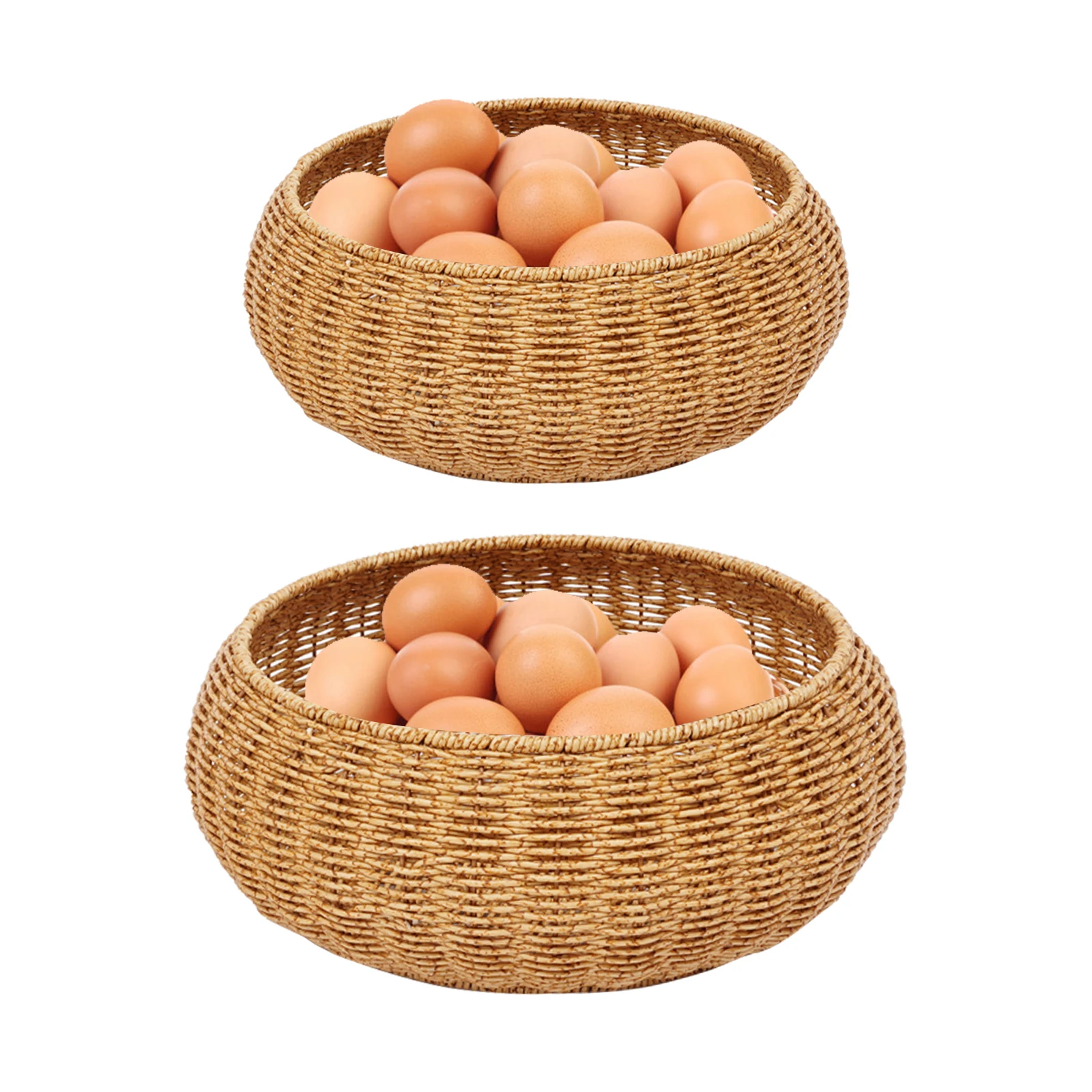 

Storage Basket with Lid Imitation Rattan Baskets with Lid 2Pcs Storage Baskets Easy to Carry Store Eggs for Camping