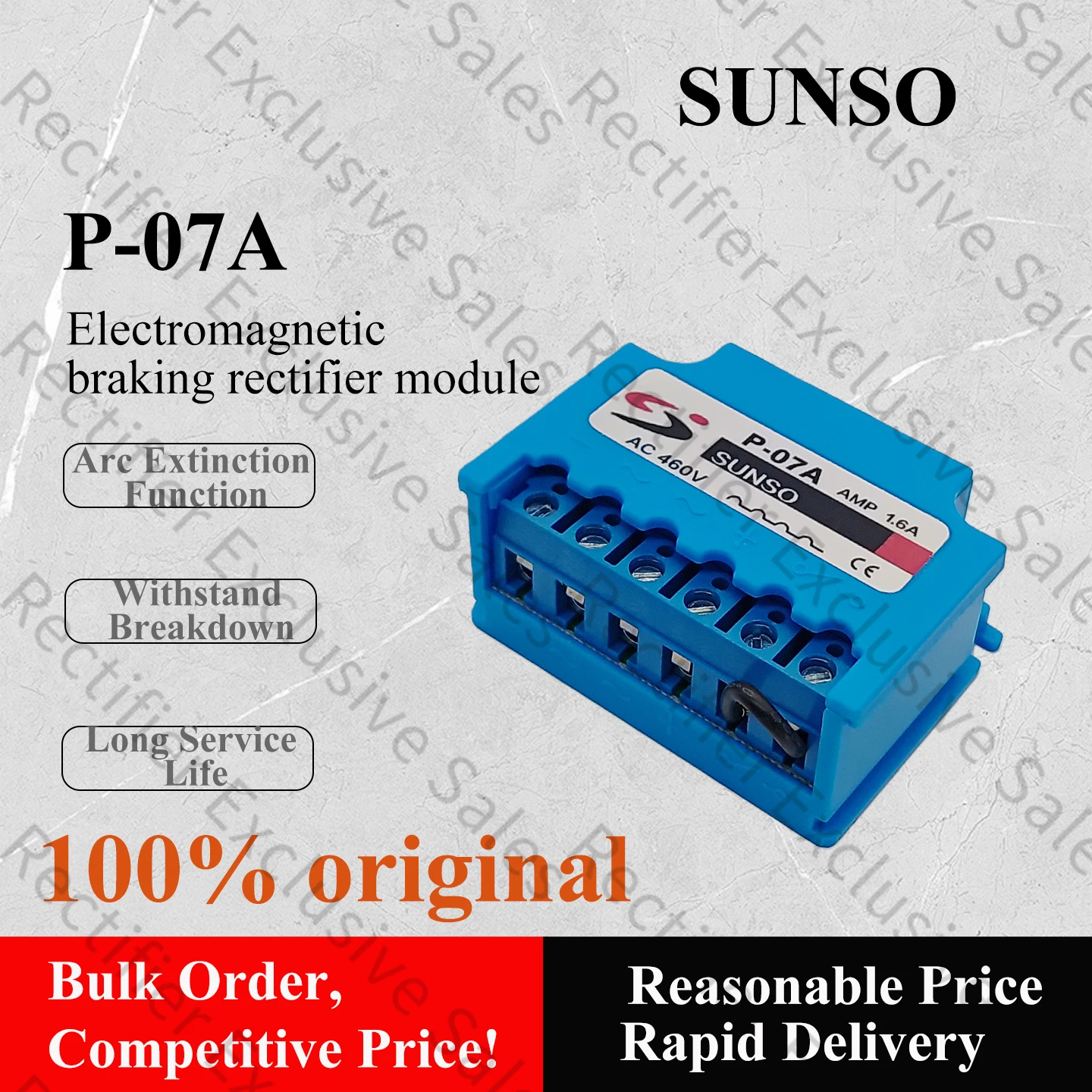 SUNSO/P-07A (AC460V 1.6A) Motor Brake Rectifier, 6-terminal