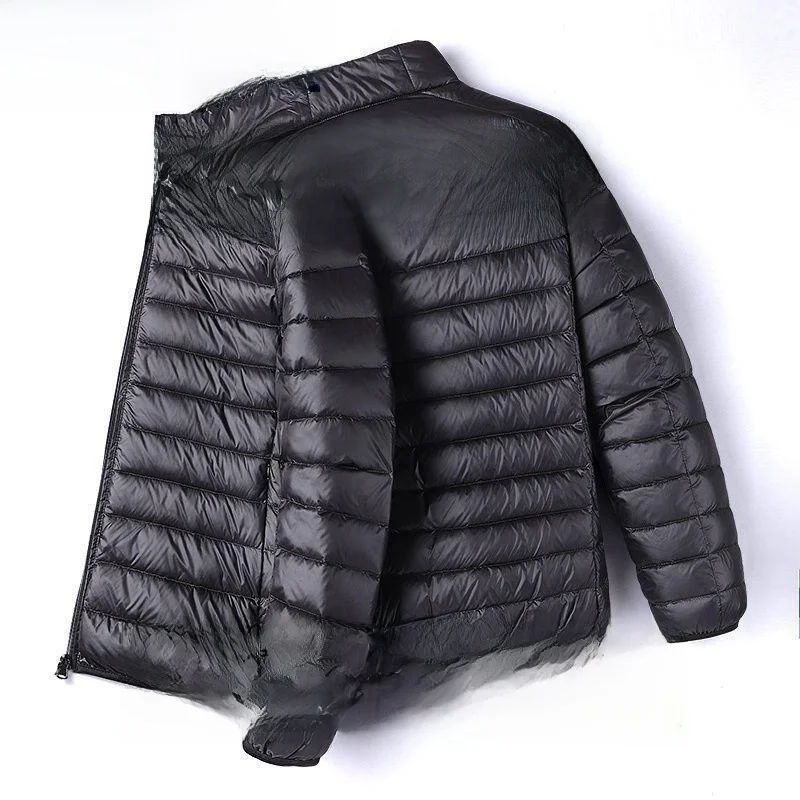 

Мужская легкая пуховая хлопковая куртка, осенне-зимняя верхняя одежда с капюшоном и воротником-стойкой, облегающая длинная одежда