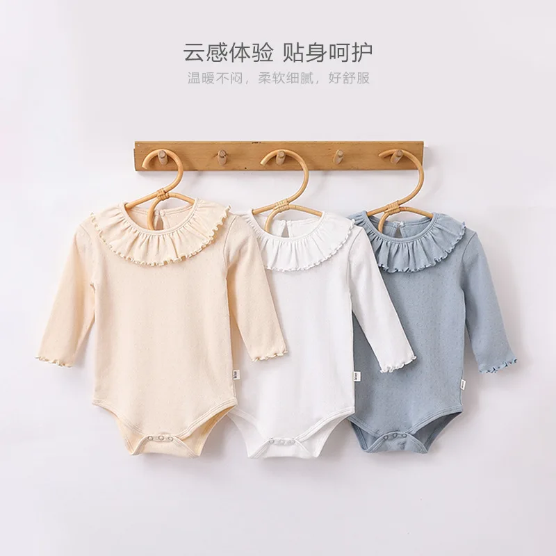 2025 Baby Girls Bodysuits Rompers Cotton Lotus Leaf Collar Long Sleeve Cute Baby Girl Clothing New Design