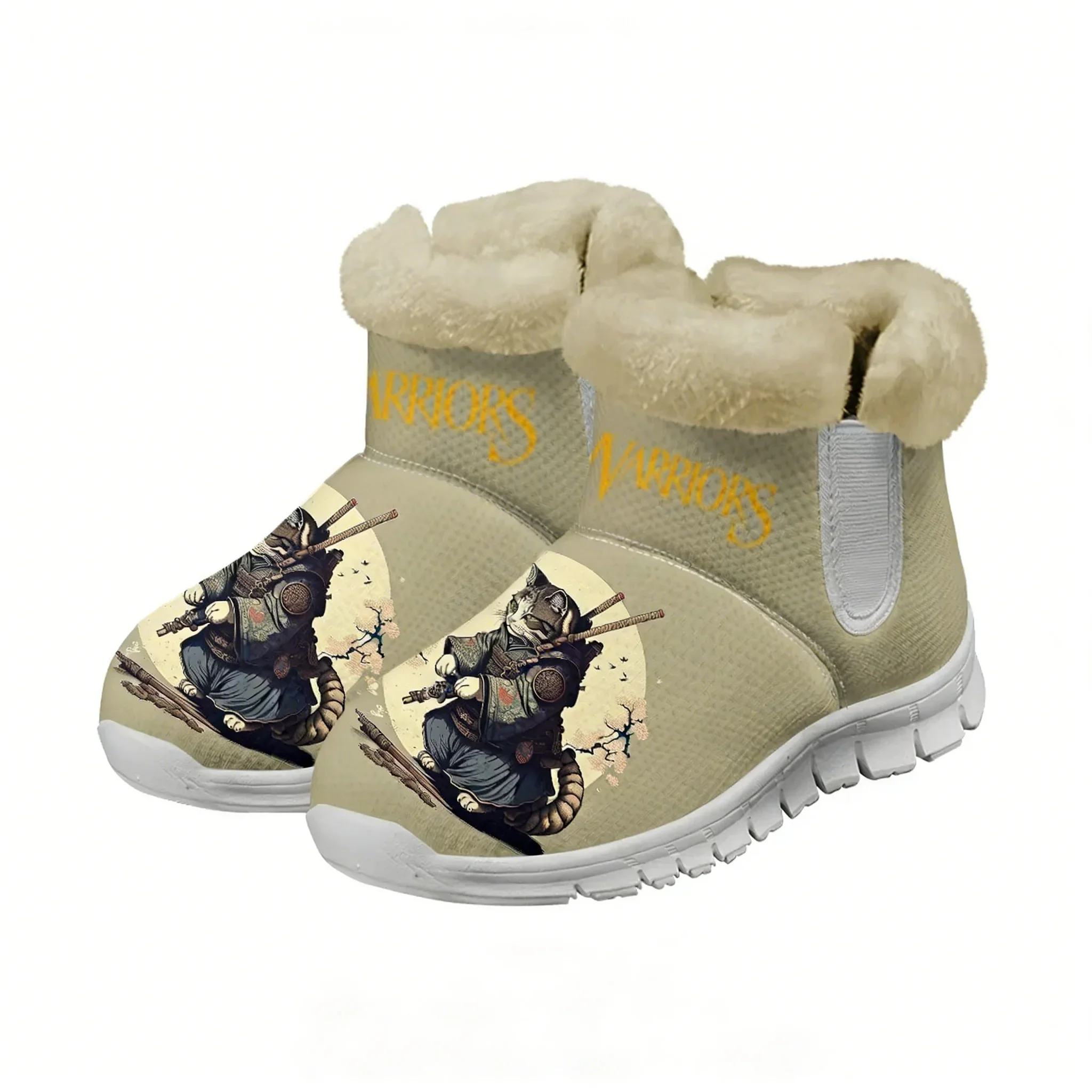 Cat Warrior Snow Boots Warm Boot Mens Womens Casual Shoes High Quality Casual Lightweight Fashion Pattern Print Customize Shoes