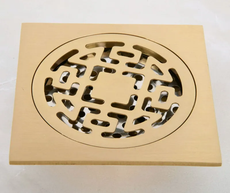 Golden Brass Toilet Square Insert Tile Shower Floor Drain 10*10cm Anti-odor Water Drain Filter 2hr050