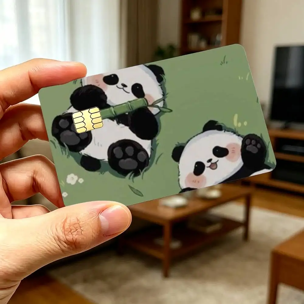 Cartoon Panda High‑Def Game Chip Decals Credit Card Tiny Waterproof Vinyl Decor Practical Present