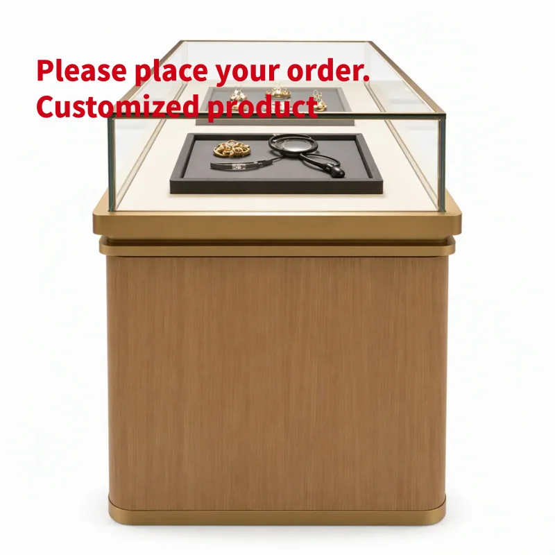 custom.Custom Tempered Glass Jewelry Display with LED Light Durable Easy Clean Eco-Friendly Showcase Retail Store