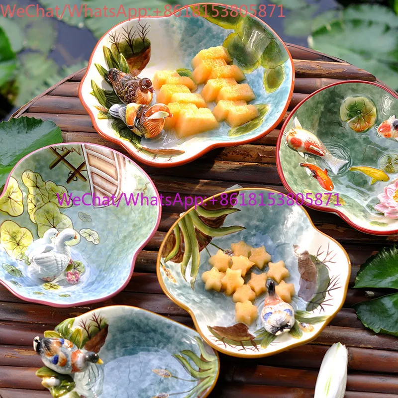 Ceramic Pastoral Home Creative Crafts Snack Plate Dessert Plate Soap Plate Afternoon