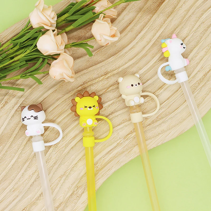 1PC Silicone Sealing Straw Plug Reusable Drinking Dust Cap Cartoon Plugs Tips Cover Suit Kitchen Cup DIY Accessories Wholesale