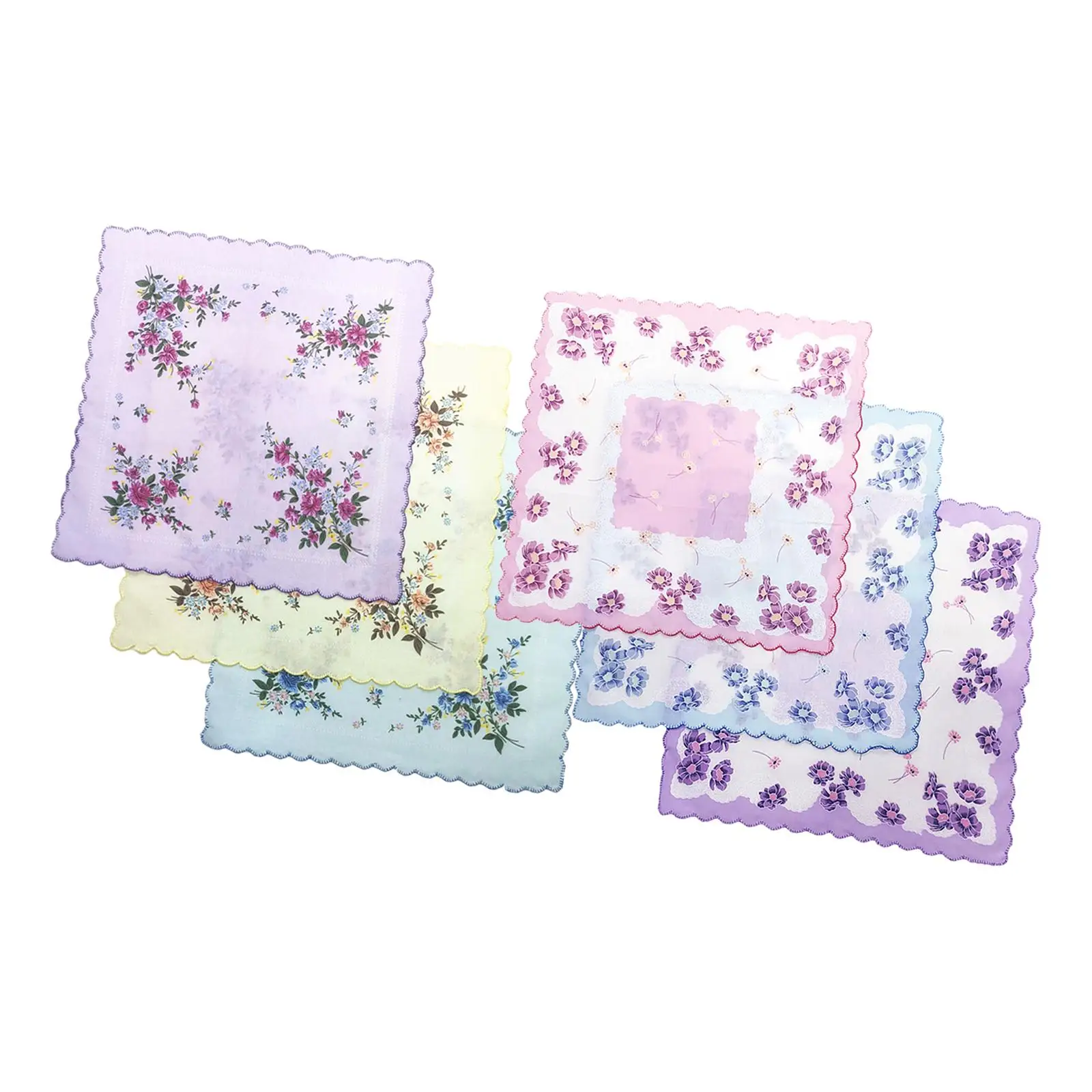 Womens Handkerchiefs Bulk Square Absorbent Soft Vintage Style Flowers Print Pocket Hankies Kerchiefs for Wedding Gift 30cmx30cm