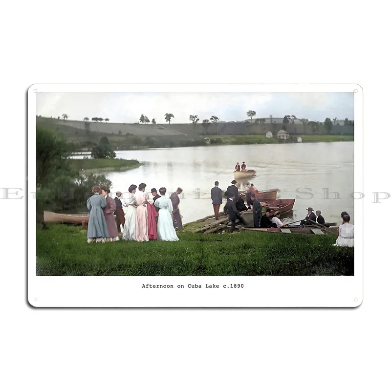 Cuba Lake C 1890 Afternoon On The Lake Metal Plaque Garage Kitchen Create Club Rusty Tin Sign Poster