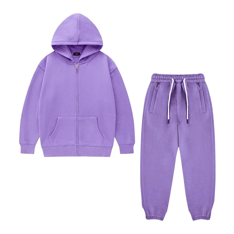 Kids Tracksuit 2024 Autumn Cotton Hoodies Sweatpants 2pcs Set for Boys Girls Zipper Jackets Casual Sportswear Children Clothing