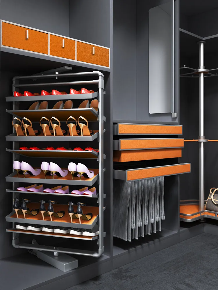 Rotating shoe rack, 360-degree, multi-layer, with built-in reversible design for easy storage, and ultra-thin shoe cabinet with