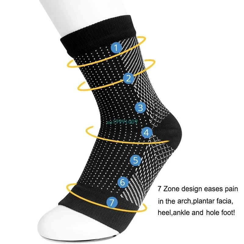 2-Paar Kompressionssocken zur Knöchelunterstützung, offenes Zehendesign zur Schmerzlinderung bei Plantarfasziitis – Detail 7