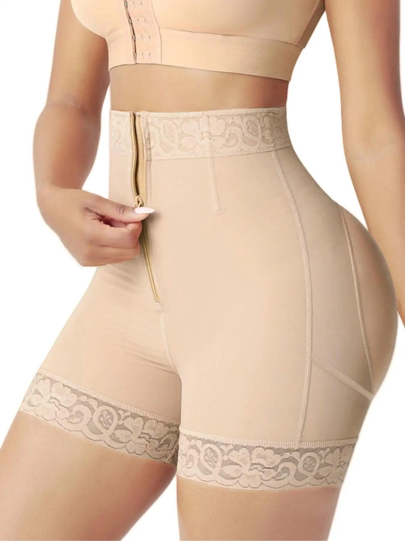 Women's Tummy Control Shapewear Shorts with Zipper Butt Lifting Body Shaper Underwear Thigh Slimmer for Slimmer Figure view 2