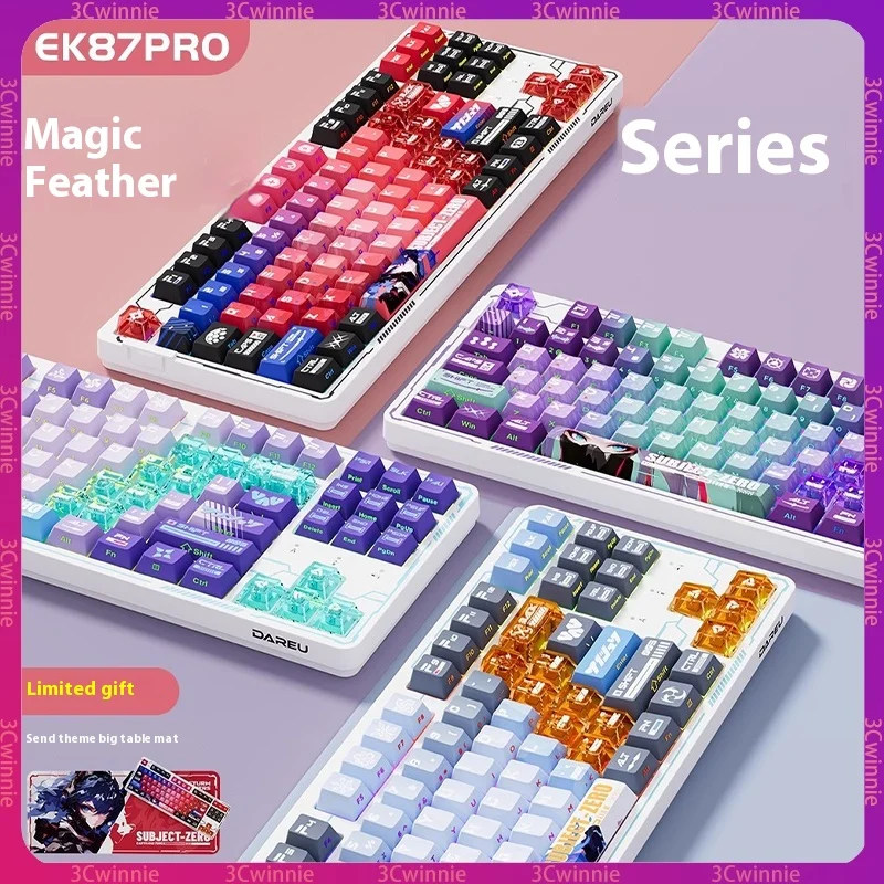 Dareu Ek87 Pro Mechanical Keyboard Wireless Gasket Structure Full Key Hot-Swappable Three Modes Rgb Customized Gaming Keyboard