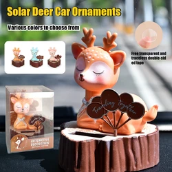 Solar Car Ornament  Automatic Swing Deer Figurine Animal Doll Child Toy Holiday Gifts Center Console Car Accessories Home Decor