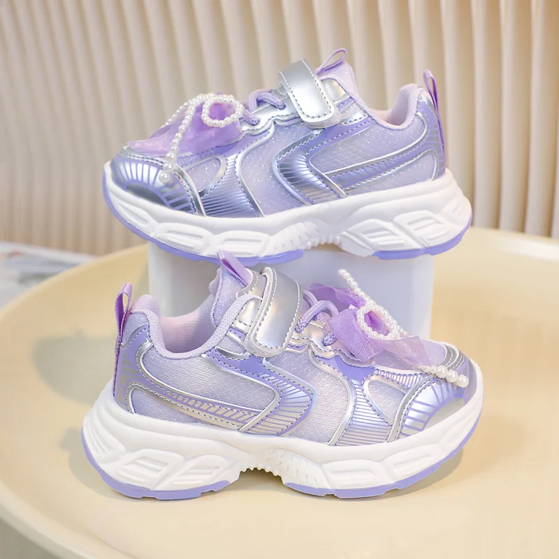 Girls' Sports Shoes 2026 New Style Soft Sole Children's Casual Shoes Fashionable Breathable Stripe Shoes for Kids Boy 26-37