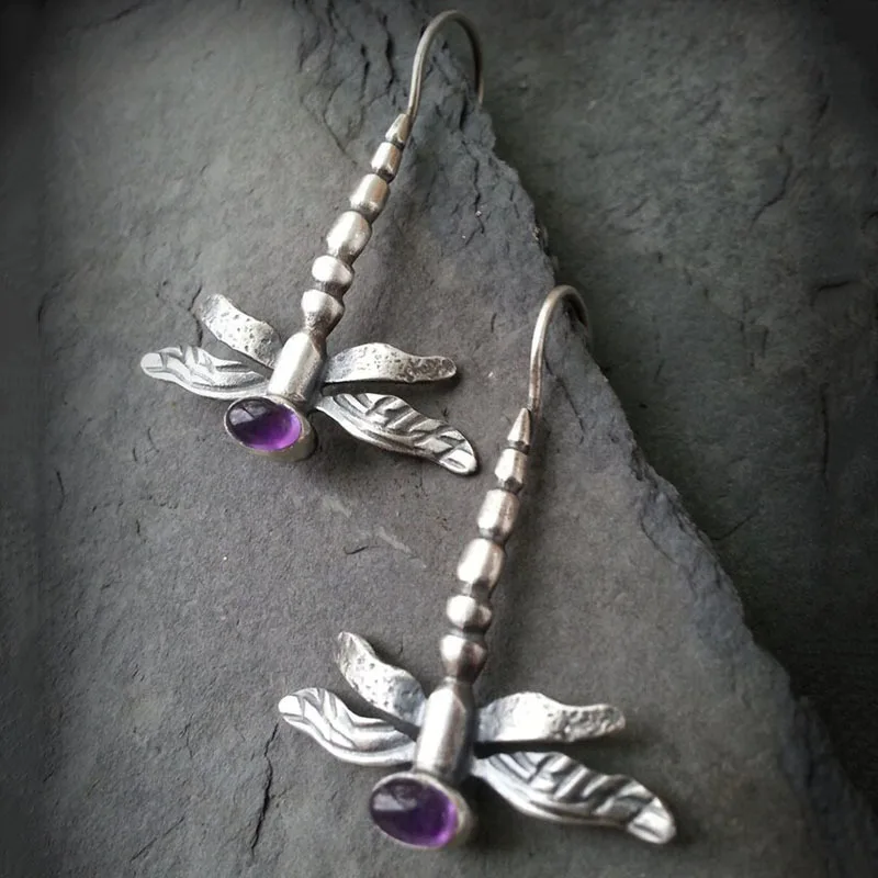 Fashionable Personalized Dragonfly Long Earrings for Moms Creative Flying Insect Pendant Women's Accessory
