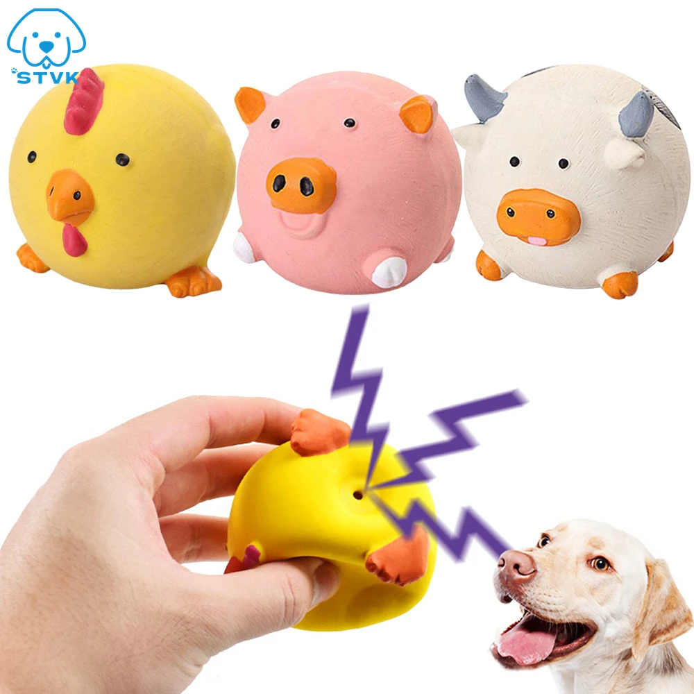 

Pet Interactive Toy for Dog Cat Screaming Rubber Chicken Pig Cow Toy for Dogs Latex Squeak Squeaker Chew Training Pet Products