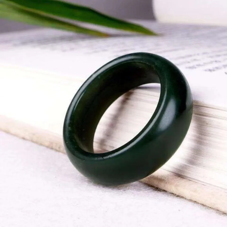 Hetian Jade Ring Men Women Healing Gemstone Fine Jewelry Genuine Natural Hotan Jades Nephrite Green Jade Rings Anillos Mujer view 2
