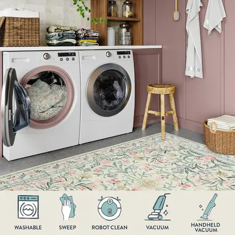 Boho mattor för vardagsrum, stora 8 x 10 halkfria mattor för vardagsrum, mjuk ultratunn sliten blommig plädmatta 12 best sales boho matta - №11