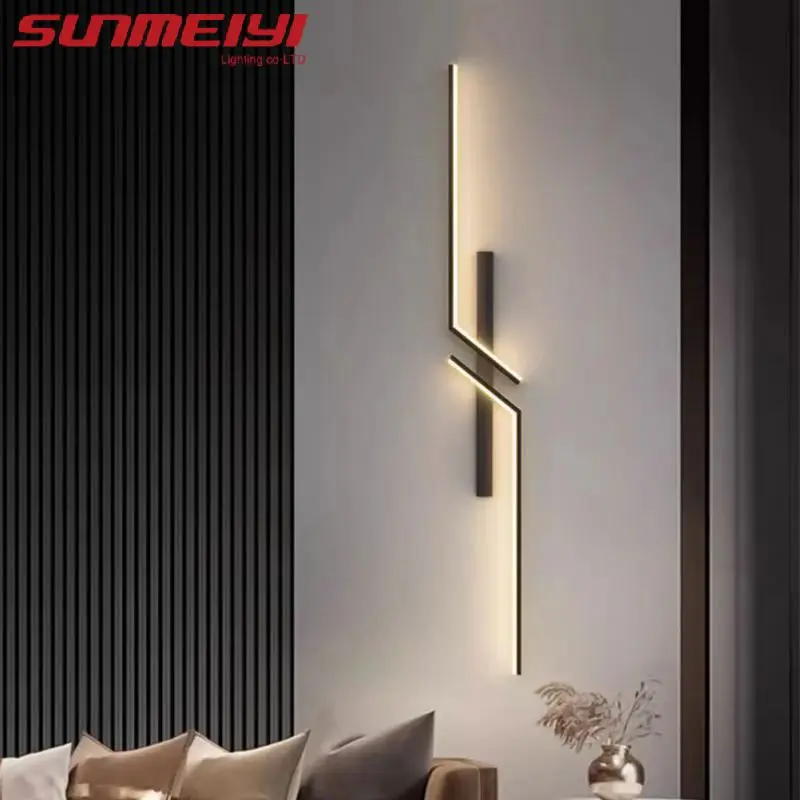 Modern Minimalist Long Wall Lamp Creative Bedroom Bedside Lamp Sofa TV Background Wall Living Room Simple Light Luxury Style