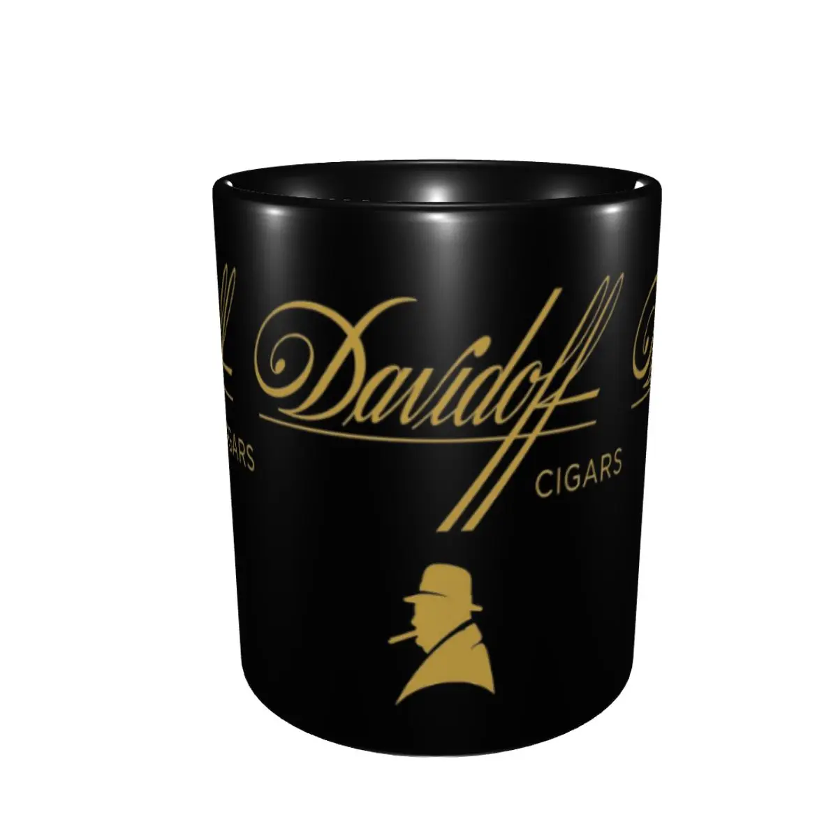 Davidoff Cigars Taza negra divertidas tazas de café de cerámica tazas de té taza de leche regalos para mujer hombre