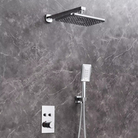 Bathtub Shower System Bathroom Wall-mounted Rain Shower Set Brass Valve Body Chrome-plated Thermostat Handheld Shower Mixer